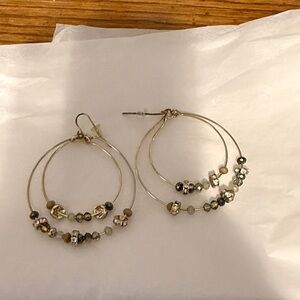 Chic Two-Tone Beaded Hoop Earrings